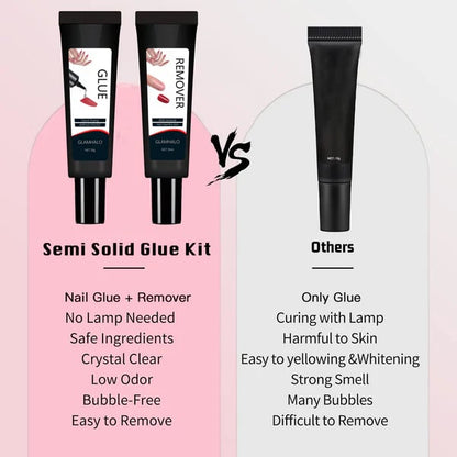 🔥 Last 3 Day Limited Time Promotion🔥Newly Upgraded 10g Quick-Drying Semi-Solid Nail Glue with 10ml Remover – Long-Lasting Adhesive Gel