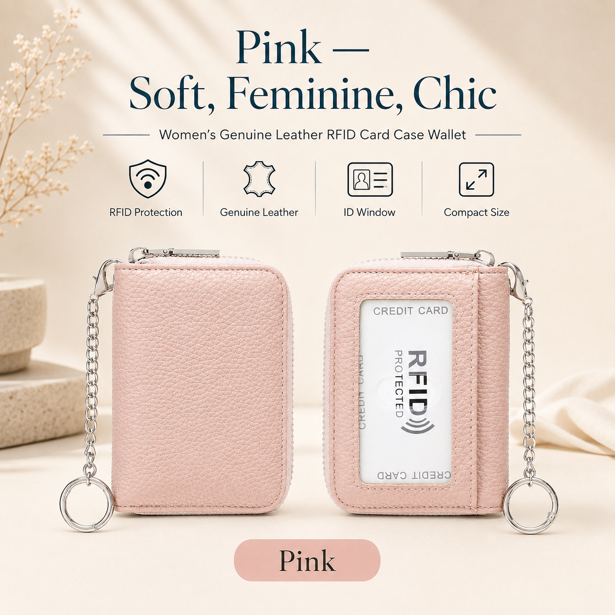 🎁 Almost Gone! ✨Women's Genuine Leather Business Fashion Card Case - RFID Shielded Wallet, RFID Blocking Purse，Best gift