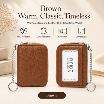 🎁 Almost Gone! ✨Women's Genuine Leather Business Fashion Card Case - RFID Shielded Wallet, RFID Blocking Purse，Best gift