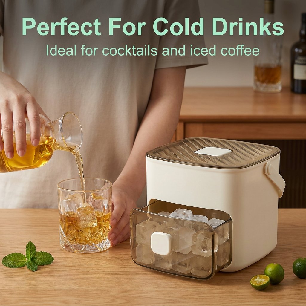 🧊❄️ 2-in-1 Ice Cube Tray with Handle & Storage Bin  | Leak-Proof, Easy-Release Ice Mold for Summer Drinks