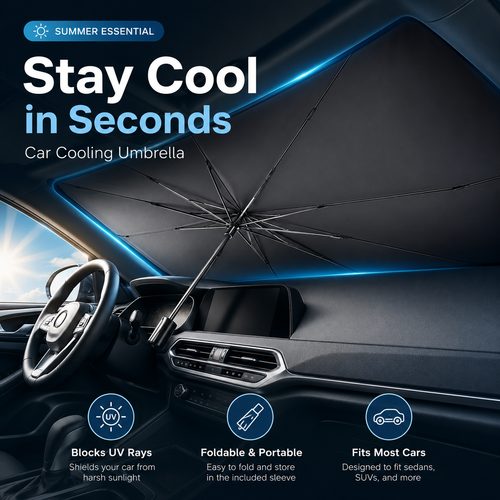 🔥Portable car sunshade, windshield sunshade, foldable windshield sunshade, car exterior accessories, daily car windshield cooling umbrella