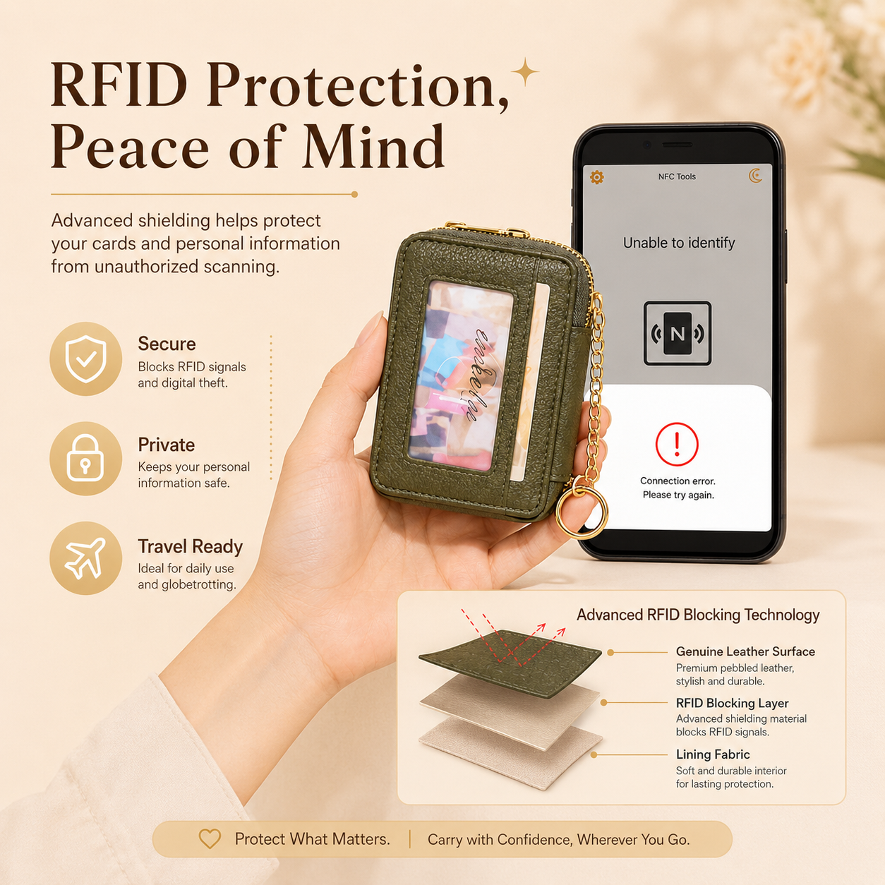 🎁 Almost Gone! ✨Women's Genuine Leather Business Fashion Card Case - RFID Shielded Wallet, RFID Blocking Purse，Best gift