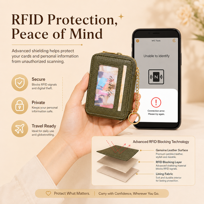🎁 Almost Gone! ✨Women's Genuine Leather Business Fashion Card Case - RFID Shielded Wallet, RFID Blocking Purse，Best gift