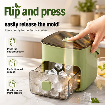 🧊❄️ 2-in-1 Ice Cube Tray with Handle & Storage Bin  | Leak-Proof, Easy-Release Ice Mold for Summer Drinks