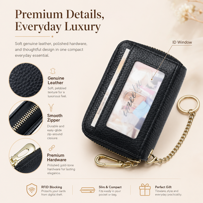 🎁 Almost Gone! ✨Women's Genuine Leather Business Fashion Card Case - RFID Shielded Wallet, RFID Blocking Purse，Best gift