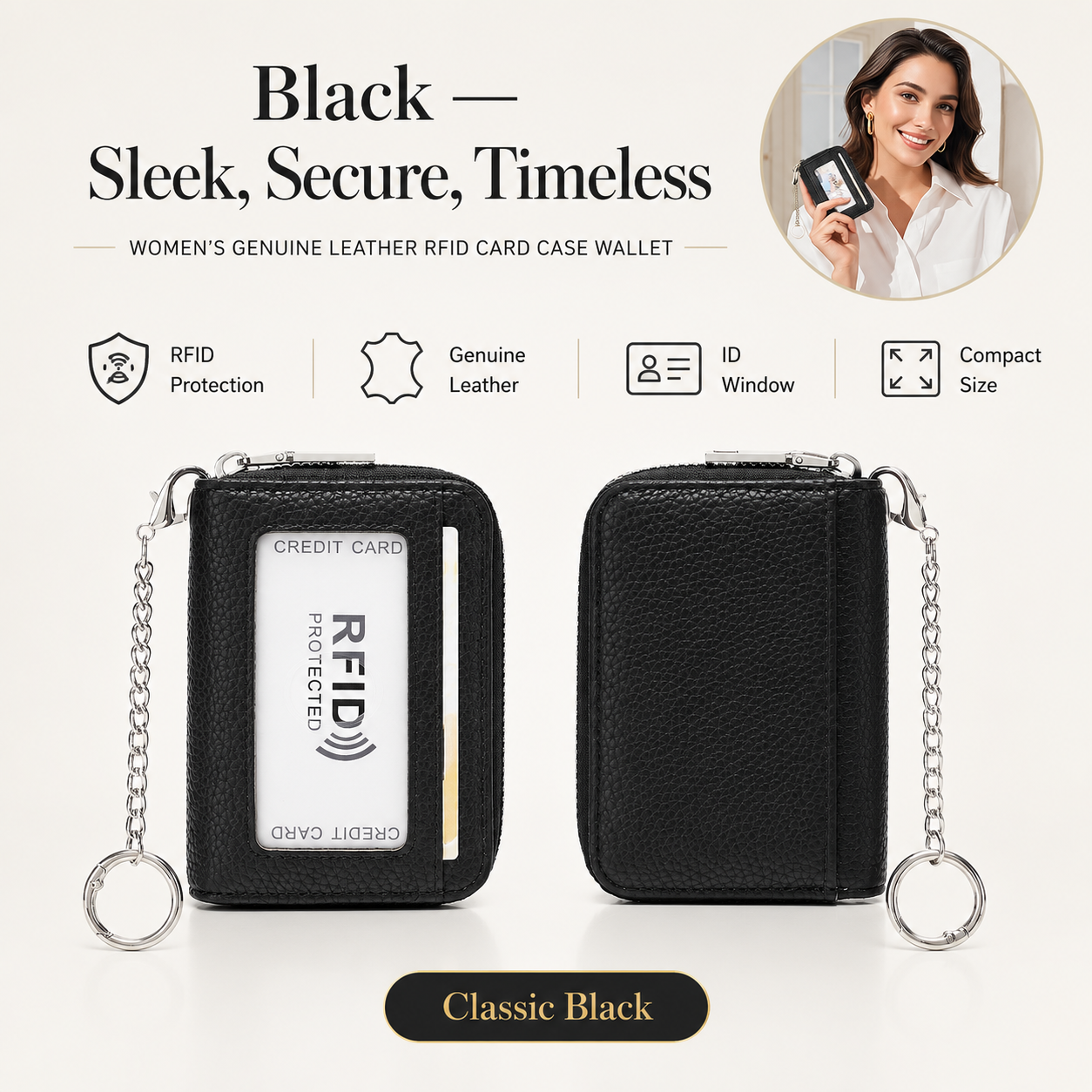 🎁 Almost Gone! ✨Women's Genuine Leather Business Fashion Card Case - RFID Shielded Wallet, RFID Blocking Purse，Best gift