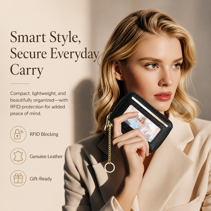 🎁 Almost Gone! ✨Women's Genuine Leather Business Fashion Card Case - RFID Shielded Wallet, RFID Blocking Purse，Best gift