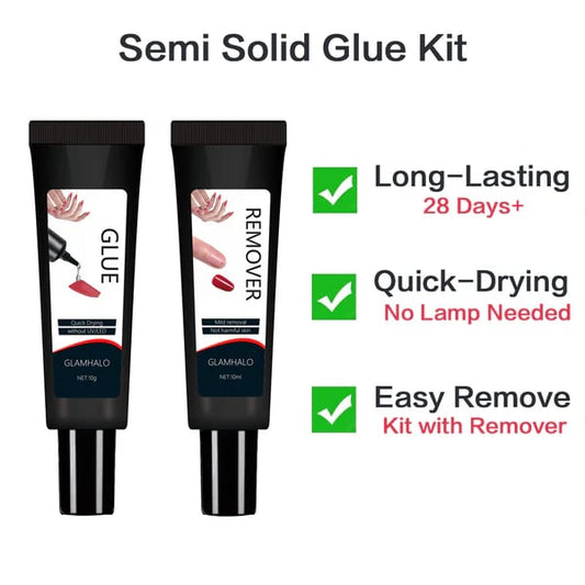 🔥 Last 3 Day Limited Time Promotion🔥Newly Upgraded 10g Quick-Drying Semi-Solid Nail Glue with 10ml Remover – Long-Lasting Adhesive Gel